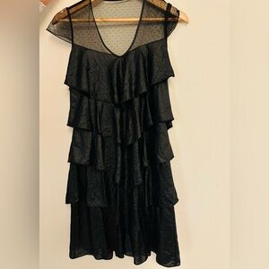 BCBGMaxAzria Black Asymmetrical Layered Dress
